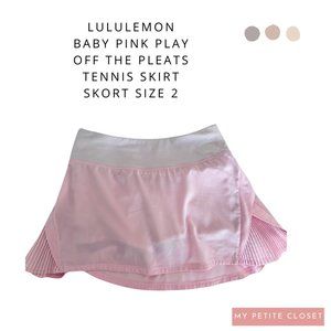 Lululemon Baby Pale Pink Play Off the Pleats Tennis Skirt Skort Size 2 PREOWNED